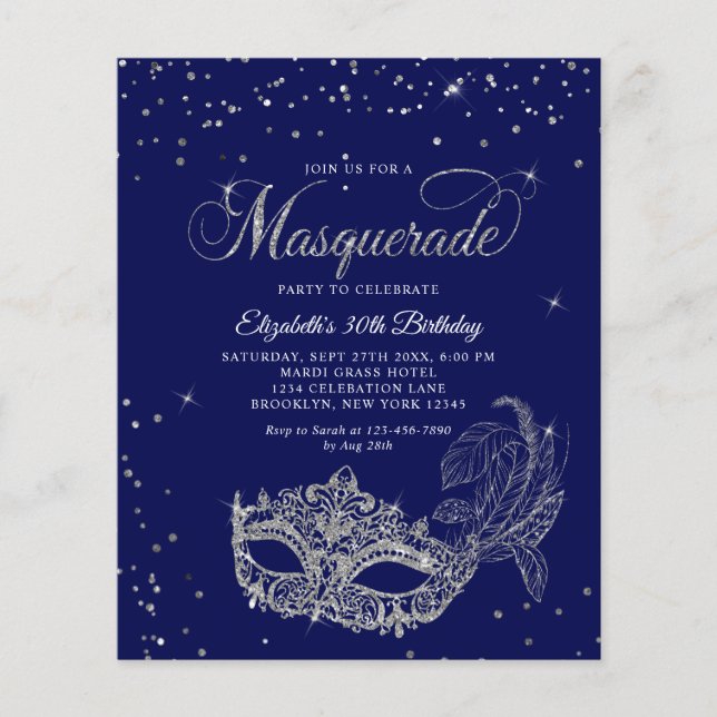 BUDGET Blue Silver Photo Masquerade Birthday (Vorderseite)