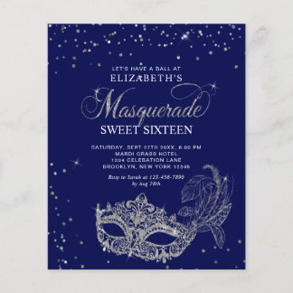 BUDGET Blue Silver Photo Masquerade Sweet 16