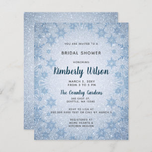 Budget Blue Snowflakes Bridal Dusche Einladung