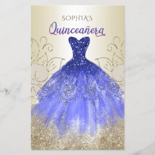 Budget Blue Sparkle Dress Quinceañera Einladung