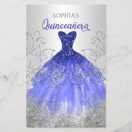 Budget Blue Sparkle Dress Quinceañera Einladung