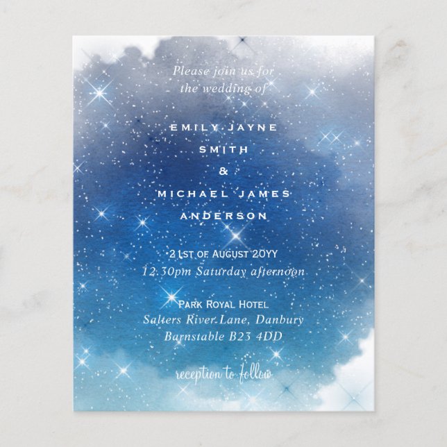 Budget Blue Starry Nights Twinkle Stars Hochzeit (Vorderseite)