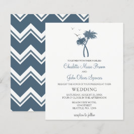 Budget Blue Tropical Palm Tree Hochzeiten Einladun