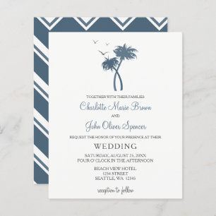 Budget Blue Tropical Palm Tree Hochzeiten Einladun