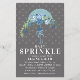 Budget Blue Umbrella Boy Baby Dusche Einladung