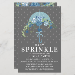 Budget Blue Umbrella Boy Baby Dusche Einladung
