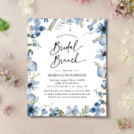 Budget Blue Watercolor Bridal Brunch Einladung
