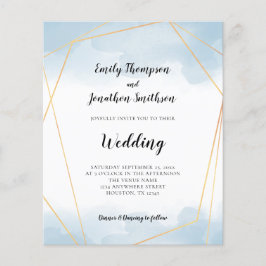 Budget Blue Watercolor Gold Geometric Wedding