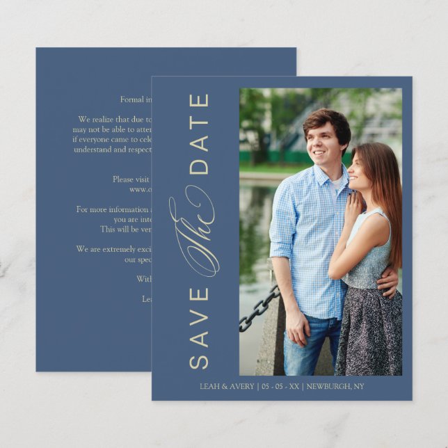 Budget Blue Wedding Foto Wimshical Script  (Vorne/Hinten)