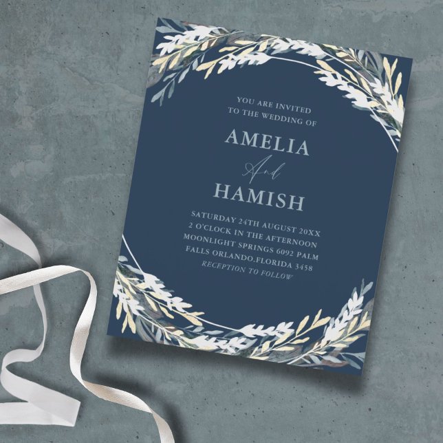 Budget Blue Winter Watercolor Foliage Wedding (Von Creator hochgeladen)