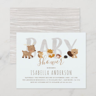 Budget Blue Woodland Animals Neutral Baby Dusche