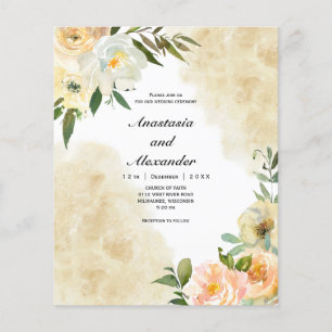 Budget-Blumen-Aquarell-Hochzeits-Einladung. Flyer