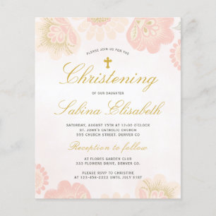 Budget-Blumen elegante Tauf-Einladung