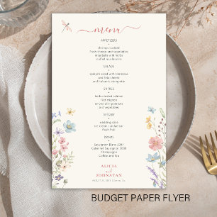 Budget-Blumen-elegantes-Hochzeitsmenü-Flugblatt Flyer