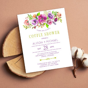 Budget-Blumen-Hochzeitspaar-Dusch-Einladung