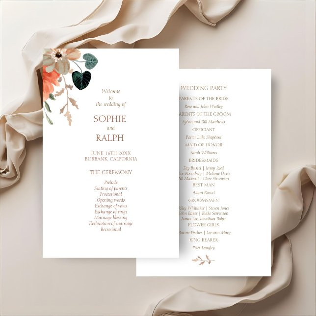 Budget-Blumen-Hochzeitsprogramm-Papierblatt (Von Creator hochgeladen)