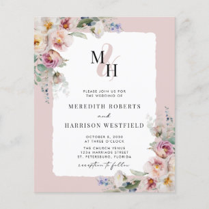 Budget-Blumen-QR-Code-Monogramm-Hochzeitseinladung