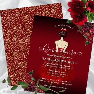 Budget Blumen Rot Prinzessin Gold Quinceañera