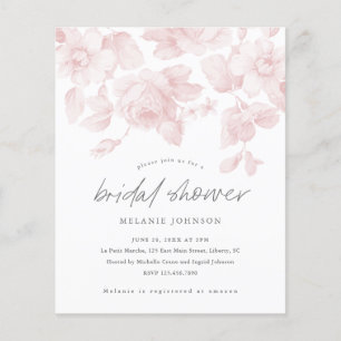 Budget-Blumen-Script-Pink-Brautjungfern-Einladung