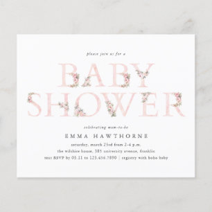 Budget-Blumen-Typ Mädchen Baby Shower Einladung