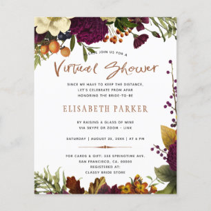 Budget-Blumen-Virtuale-Braut-Party-Einladung Flyer