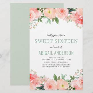 Budget Blumenbeutel Sweet 16 Geburtstag Einladung