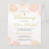 Budget Blumenelegant Christening Einladung