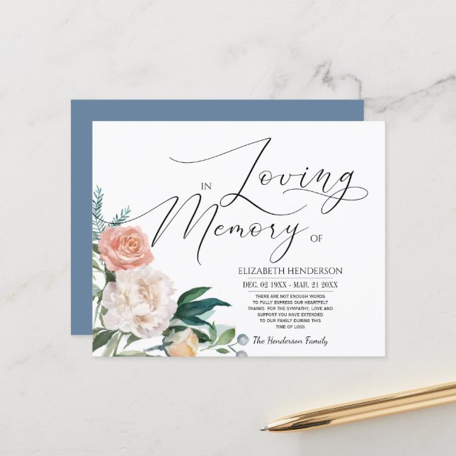 Budget Blumengeflecht Erinnerung /Vielen Dank. (Vorderseite/Rückseite Beispiel)