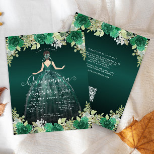 Budget Blumengrün Kleid QR Code Quinceanera