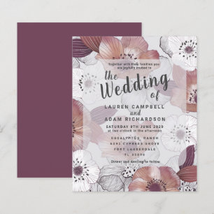 Budget Blumenrot Lila Hochzeitseinladung