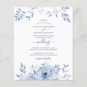 Budget Blumenschrift Watercolor Hochzeit Einladung