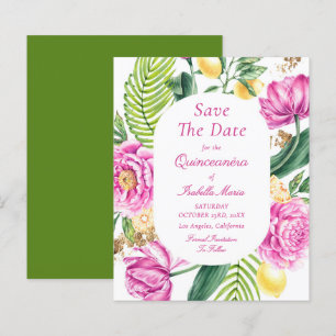 Budget Blumige Quinceañera Save-The-Date-Karten