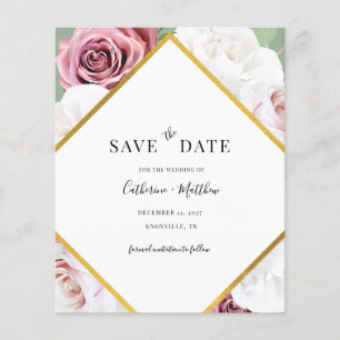 Budget Blumiges Roségold Geometrisches Save-The-Da Flyer
