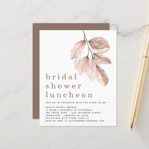 Budget Blush Blätter Brautparty Mittagessen Einlad