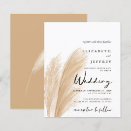 Budget Blush Boho Pampas Hochzeitseinladung
