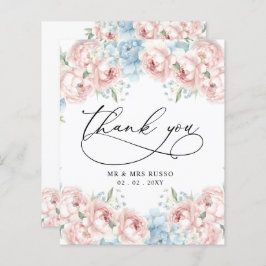 Budget Blush Floral Wedding Danke Karte