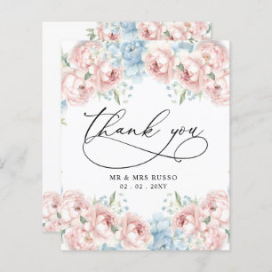 Budget Blush Floral Wedding Danke Karte