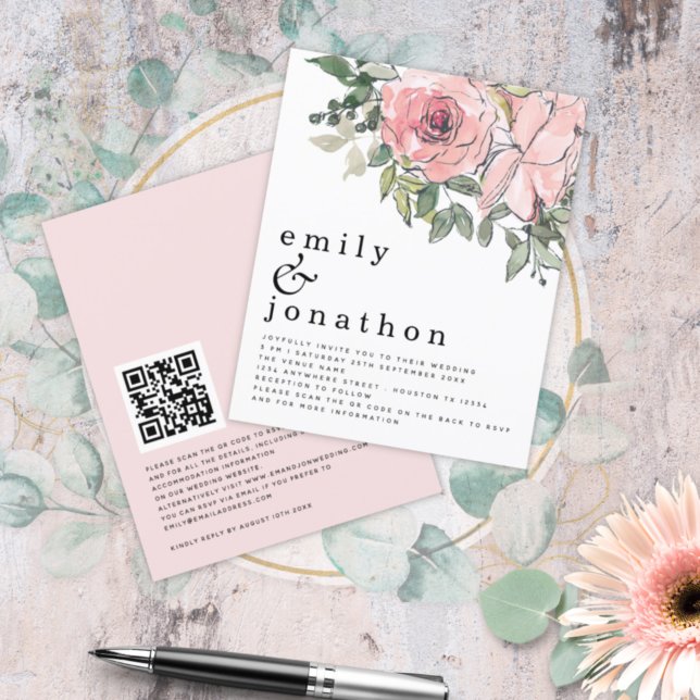 Budget Blush Florals QR Code Hochzeitsempfehlung (Von Creator hochgeladen)