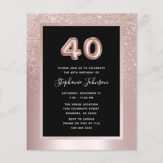 Budget Blush Foil 40. Geburtstagsfeier Party Einla