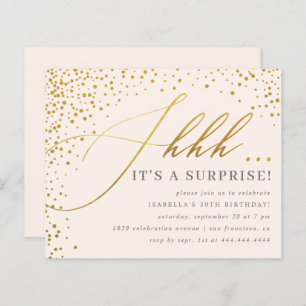 Budget Blush & Gold Confetti Script Überraschung P