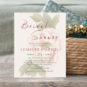 BUDGET Blush Peony Bloral Bridal Dusche Einladung