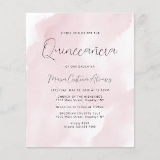 Budget Blush Pink 15. Geburtstag Quinceañera Einla
