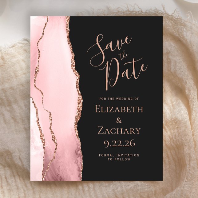 Budget Blush Pink Agate Rose Gold Save the Date (Von Creator hochgeladen)
