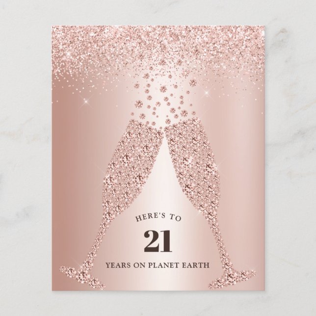 Budget Blush Pink Champagne 21st Birthday Invite (Vorderseite)