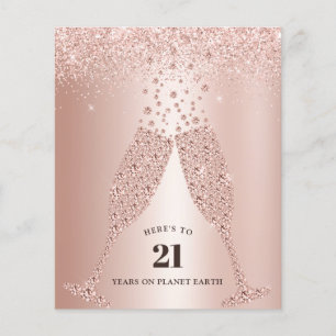 Budget Blush Pink Champagner 21. Geburtstagseinlad