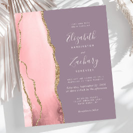 Budget Blush Pink Gold Agate Mauve Wedite Einladun