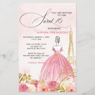 Budget Blush Pink Gold Eiffelturm Paris Sweet 16