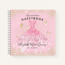 Budget Blush Pink Gold Glam Quinceanera Guestbook Notizbuch