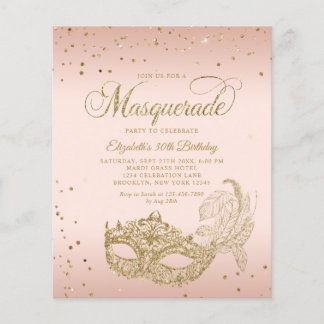 BUDGET Blush Pink Gold Photo Masquerade Birthday