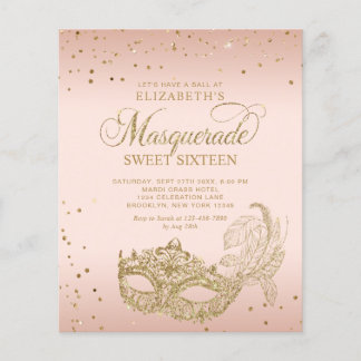 BUDGET Blush Pink Gold Photo Masquerade Sweet 16